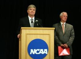 NCAA president speaks at a press conference