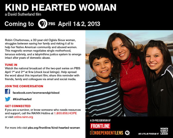 Poster for Kind Hearted Woman, a David Sutherland film, coming to PBS April 1 and 2, 2013